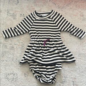 Splendid. Black and White Striped Dress with Bloomers